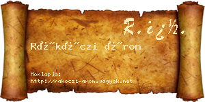 Rákóczi Áron névjegykártya