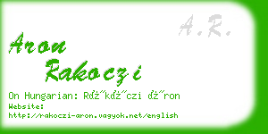 aron rakoczi business card